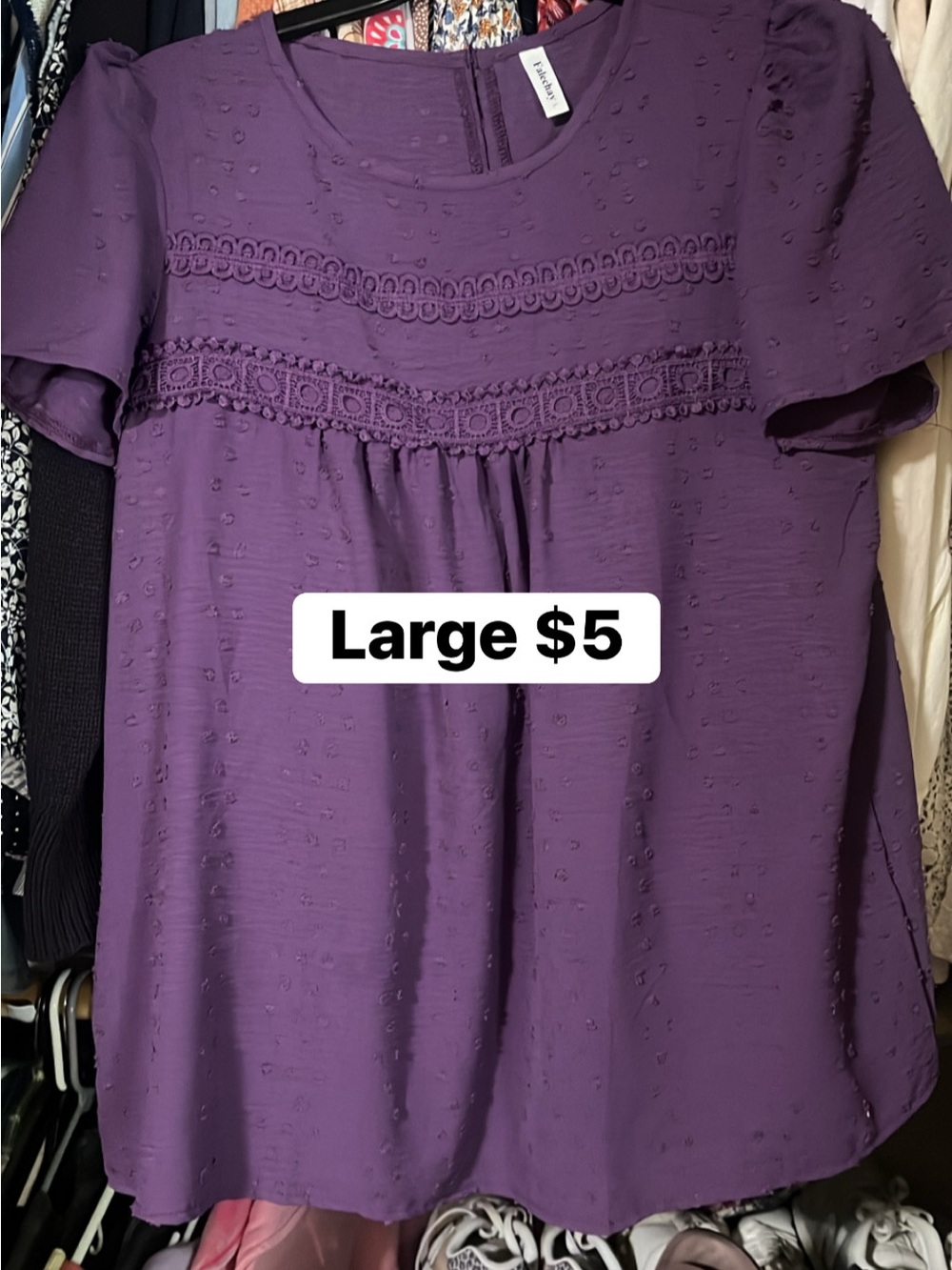 Women’s Textured Short-Sleeve Blouse — Purple